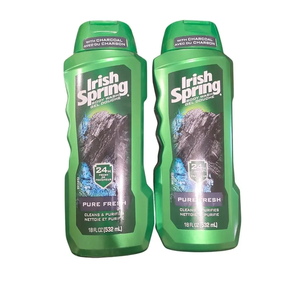 Irish Spring Pure Fresh Charcoal Body Wash- Lot of 2